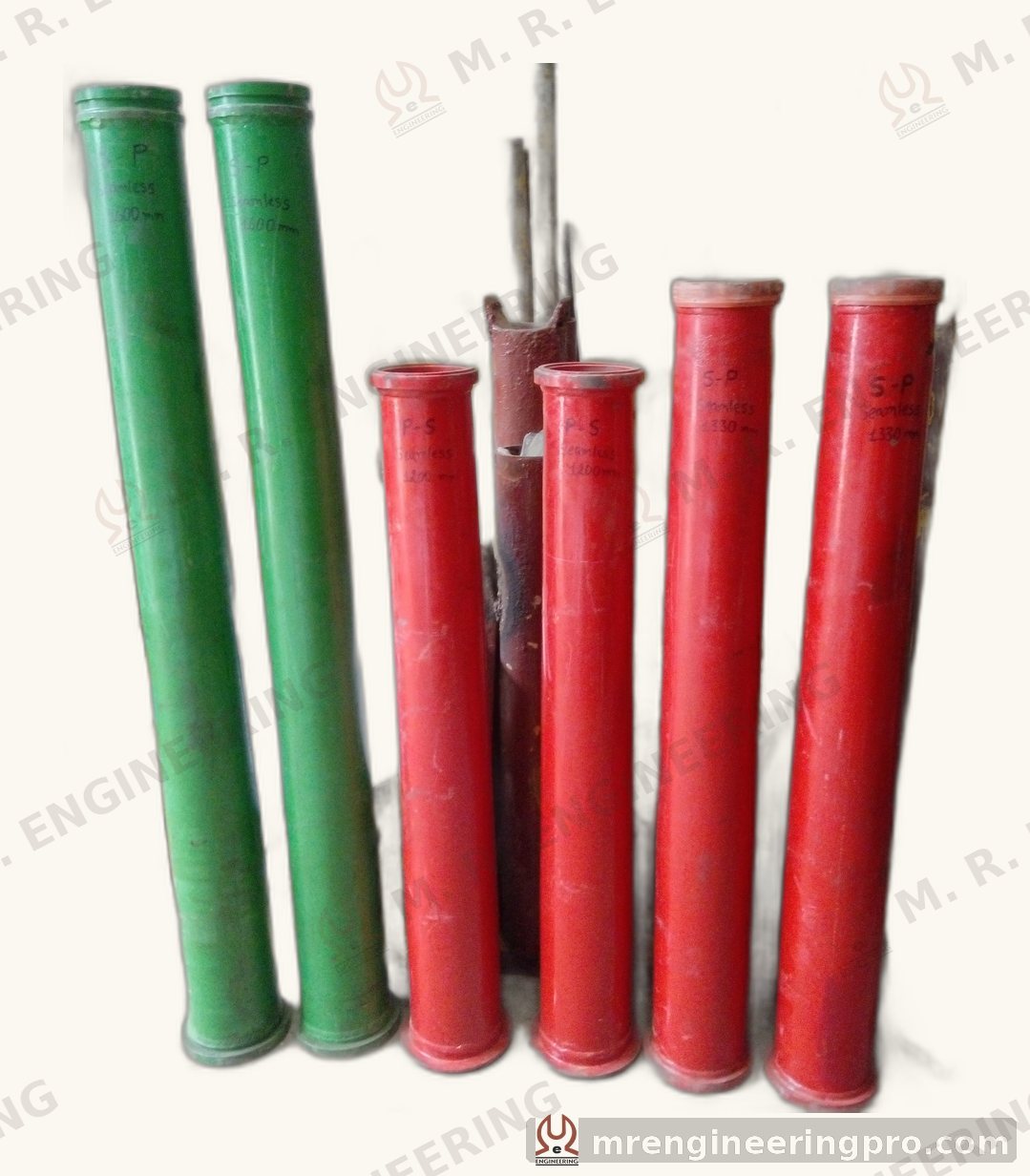 Taper and reducer pipes DN150 to DN125 and DN180 to DN150 for concrete pump delivery lines, seamless